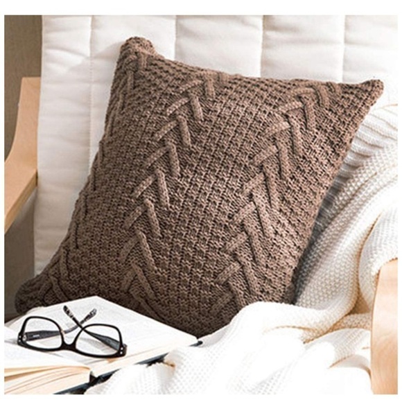 Dark Grey Textured Cozy Knit Chic Farmhouse Bohemian Trendy Throw Pillow Case - Picture 8 of 12